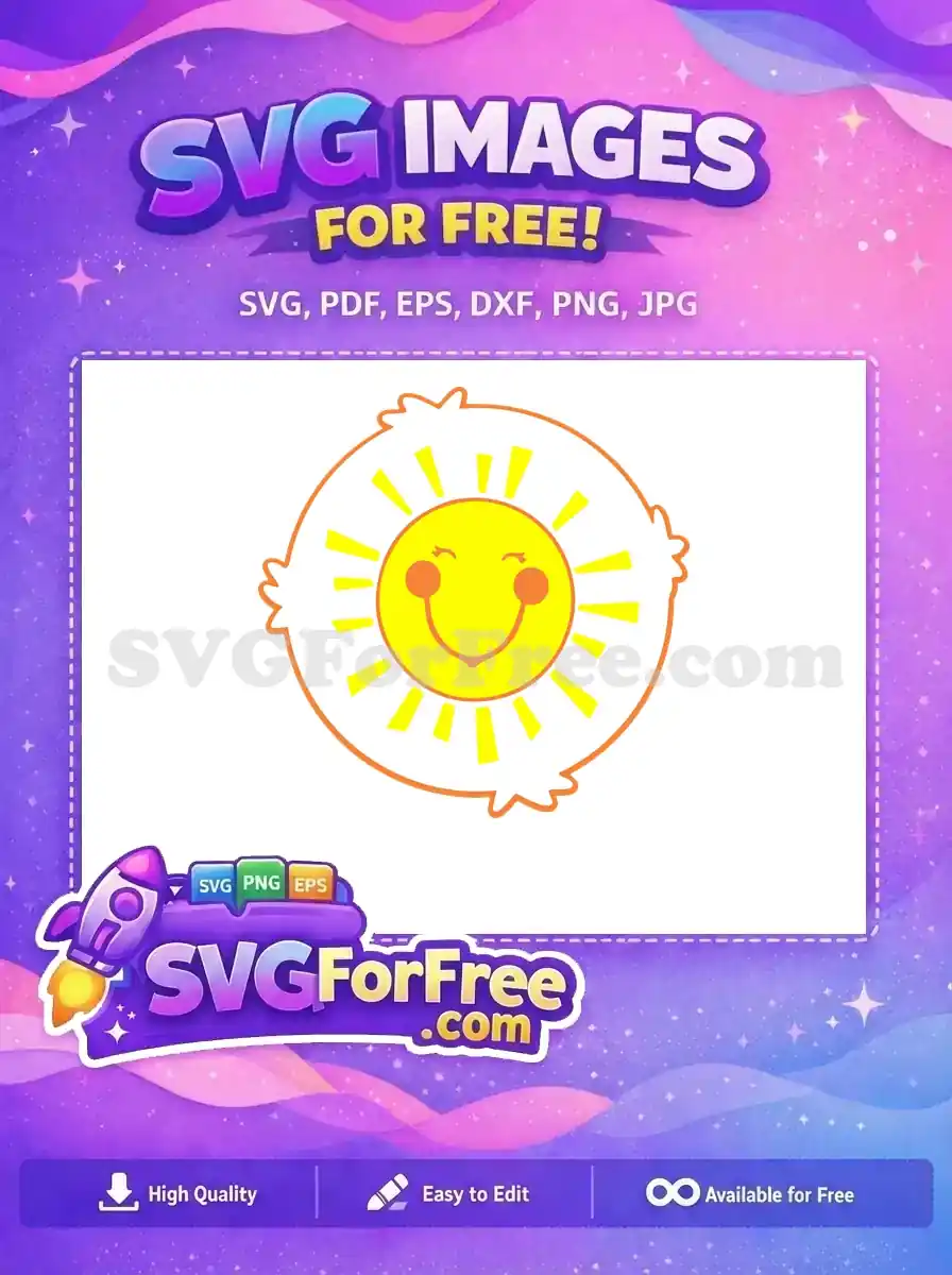 Free Smiling Yellow Sun Free Bright Orange Outline Funshine Bear Free SVG
