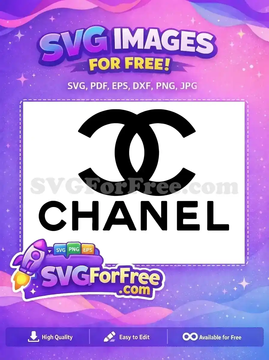 Free Black Interlocking C's Logo Free Iconic Luxury Chanel Fashion Free SVG