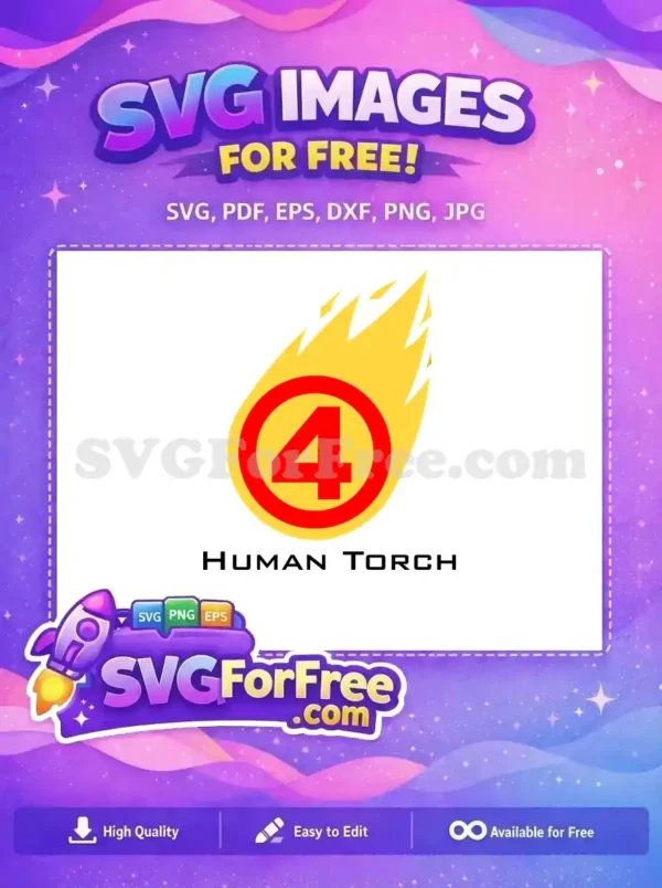 Free Fiery Flame Free Red Number Fantastic Four Free SVG