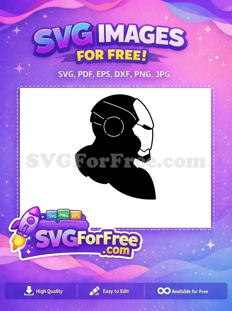 Free armored black Free white lines Iron Man helmet Free SVG
