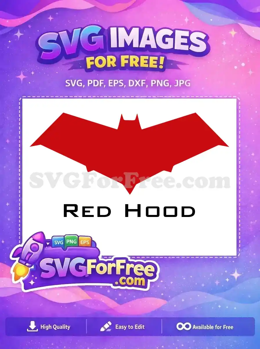 Free Bold Red Bat Emblem Free Iconic Red Hood Logo DC Comics Free SVG