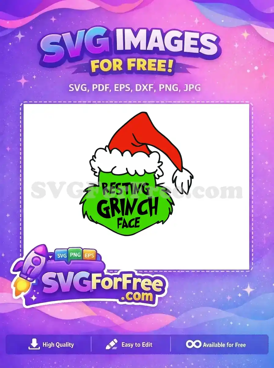 Free Resting Grinch Face Free Red Hat Grinchmas Free SVG