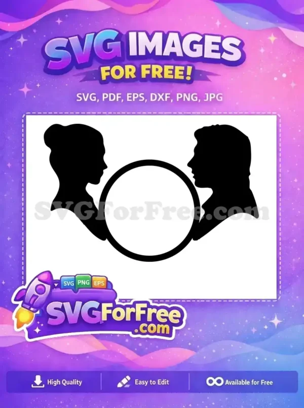 Free Silhouette Couple Free Mirror Frame Beauty and Beast Free SVG