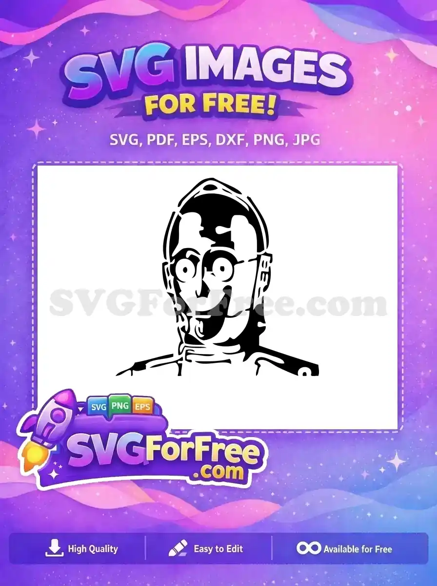 Free surprised C3PO Free outline Star Wars Free SVG