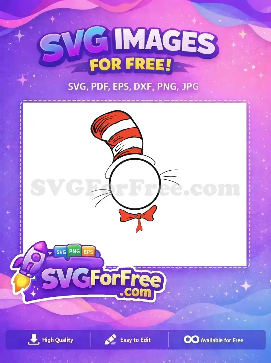 Free Striped Free Bowtie Cat in Hat Free SVG