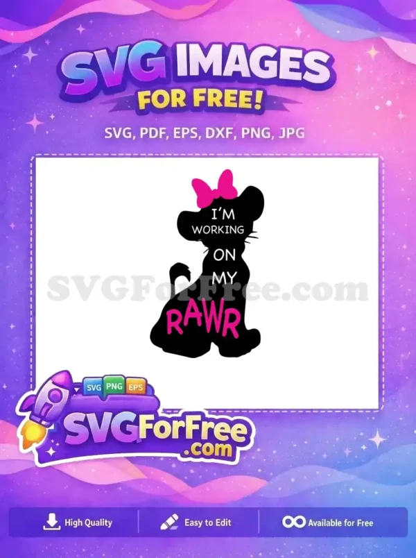 Free Pink Bow Free Rawr Text Minnie Free SVG