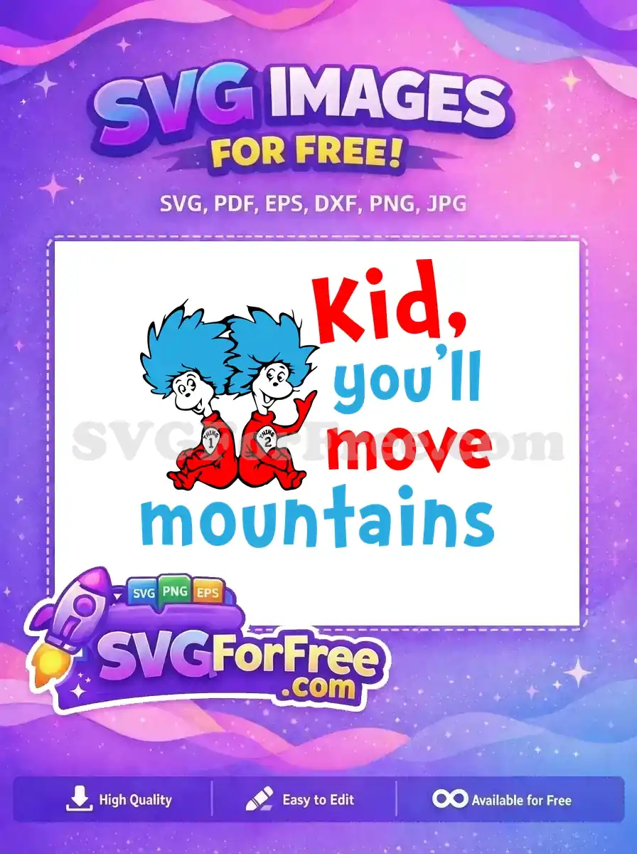 Free Blue Hair Free Thing One Two Kid Movie Free SVG