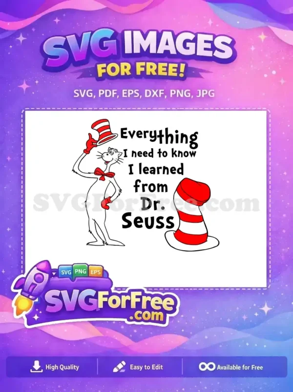 Free Red Bowtie Free Striped Hat Dr Seuss Free SVG 1