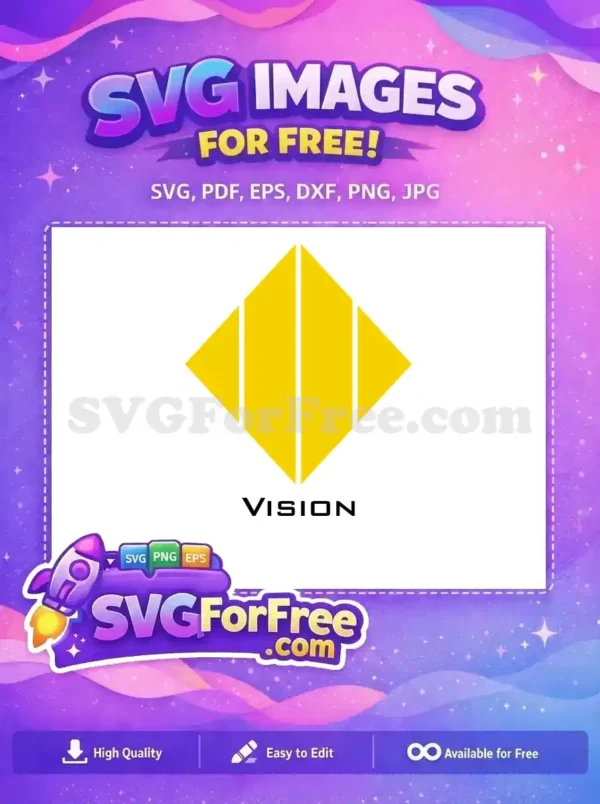Free Bright Yellow Geometric Free Marvel Vision Logo Avengers Free SVG