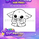Free Baby Yoda Drinking Free Soup The Mandalorian Free SVG - Instant Download