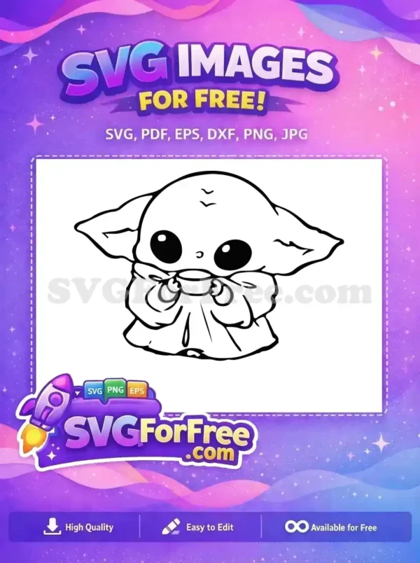 Free Baby Yoda Drinking Free Soup The Mandalorian Free SVG