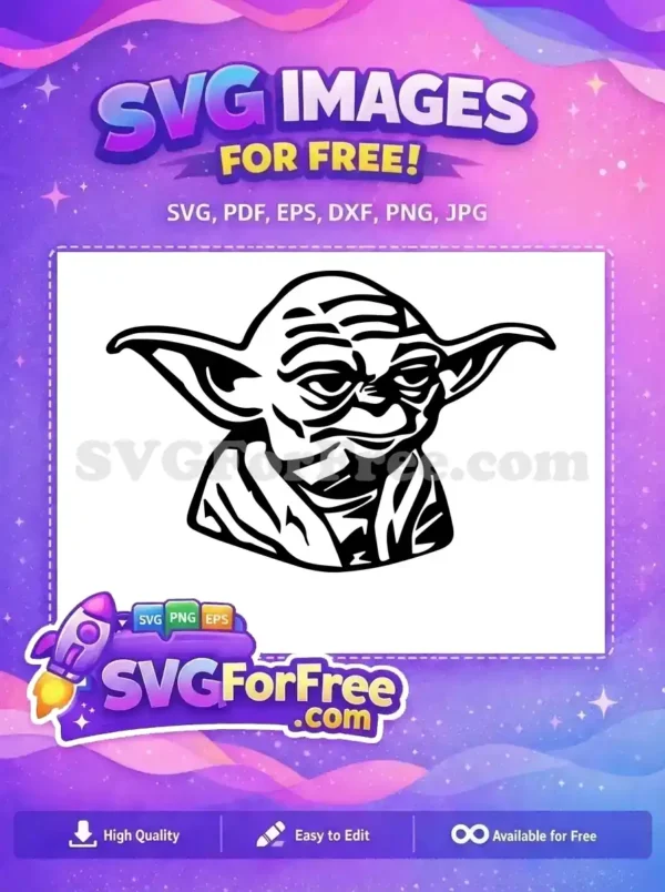 Free Wise Yoda Head Outline Free Iconic Star Wars Free SVG