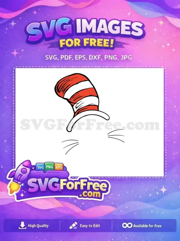 Free Striped Hat Free Whiskers Details Cat in the Hat Free SVG