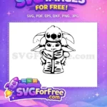 Free Stitch on Grogu Free Black White The Mandalorian Free SVG - Instant Download
