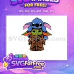 Free Blue Stitch playful tongue Free Happy Green Grogu robe Crossover Free SVG - Instant Download