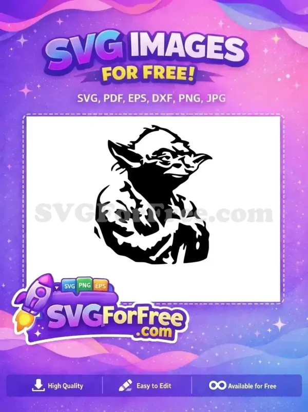 Free Wise Yoda Expression Free Black Silhouette Star Wars Free SVG