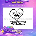 Free Baby Yoda Cute Free Heart Text Star Wars Free SVG - Instant Download