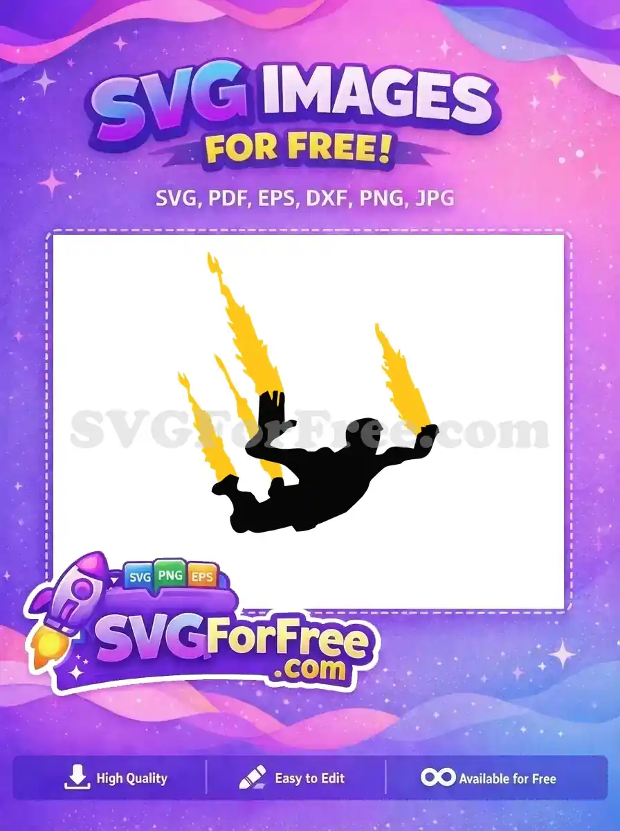 Free Black Silhouette Flying Free Yellow Power Blasts Iron Man Free SVG