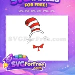 Free Red Striped Hat Free Bowtie Whiskers Cat in the Hat Free SVG - Instant Download