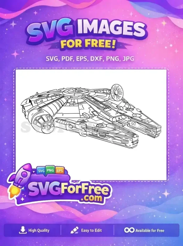 Free Outline Spaceship Free Iconic Starship Star Wars Millennium Falcon Free SVG Free Outline Spaceship Free Iconic Starship Star Wars Millennium Falcon Free SVG