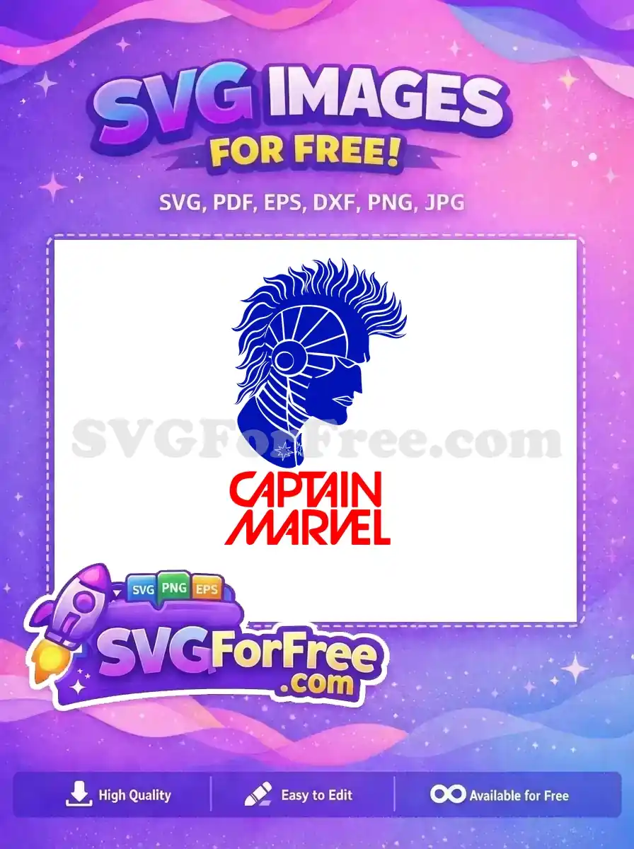 Free Blue Silhouette Free Fiery Helmet Captain Marvel Free SVG