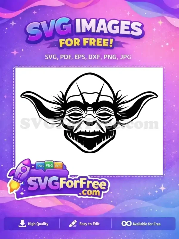 Free Detailed Black Outline Free Wise Jedi Master Star Wars Free SVG