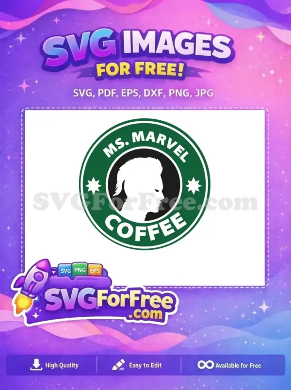 Free Green White Ms Marvel Free Coffee Parody Ms Marvel Free SVG