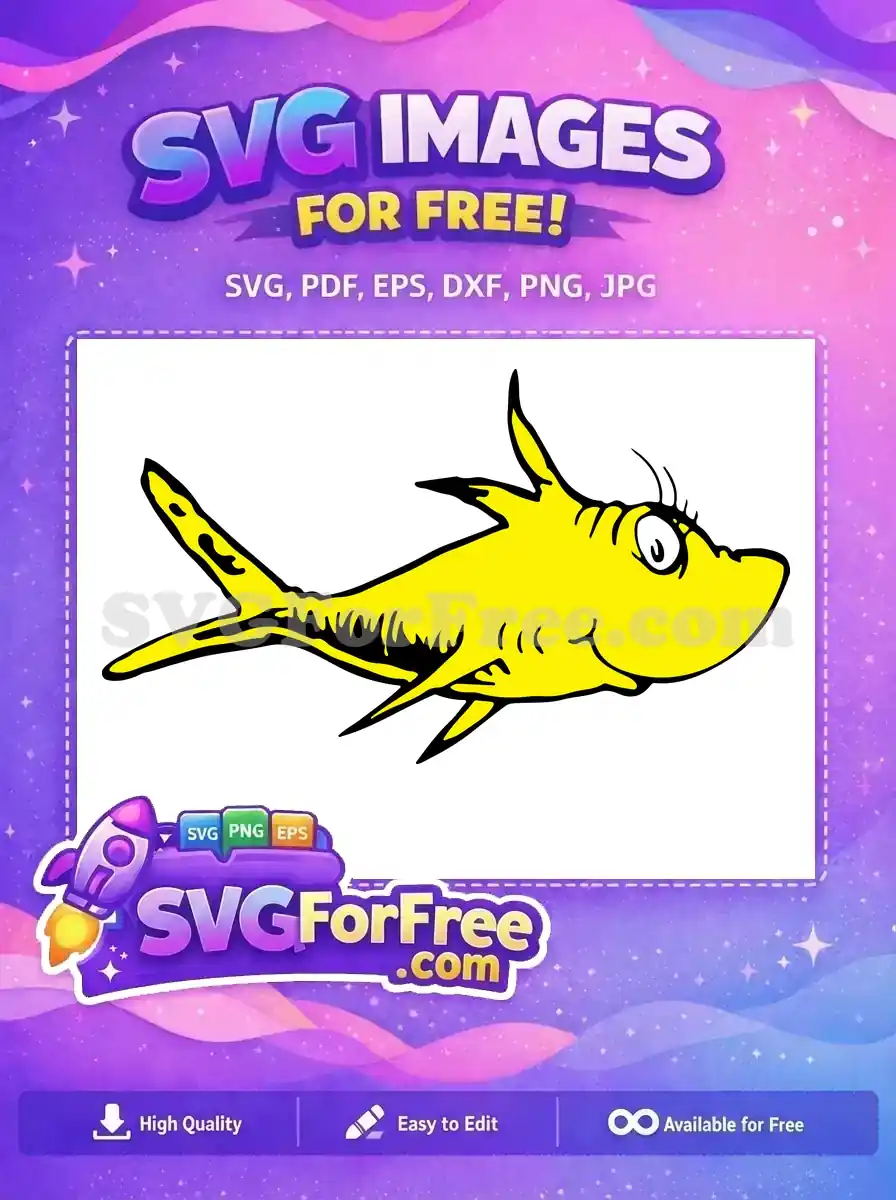 Free Yellow Smiling Fish Free Big Eyed Cartoon Dr Seuss Free SVG
