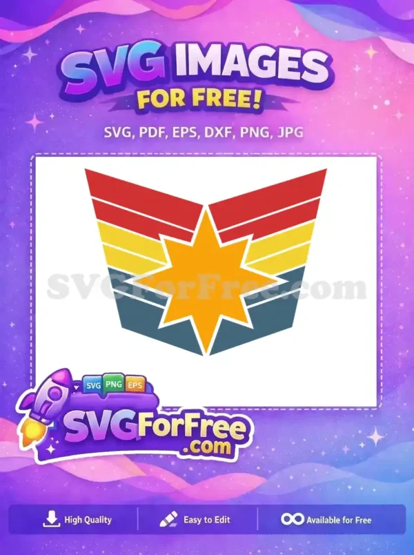 Free Red Yellow Blue Free Orange Star Captain Marvel Logo Free SVG