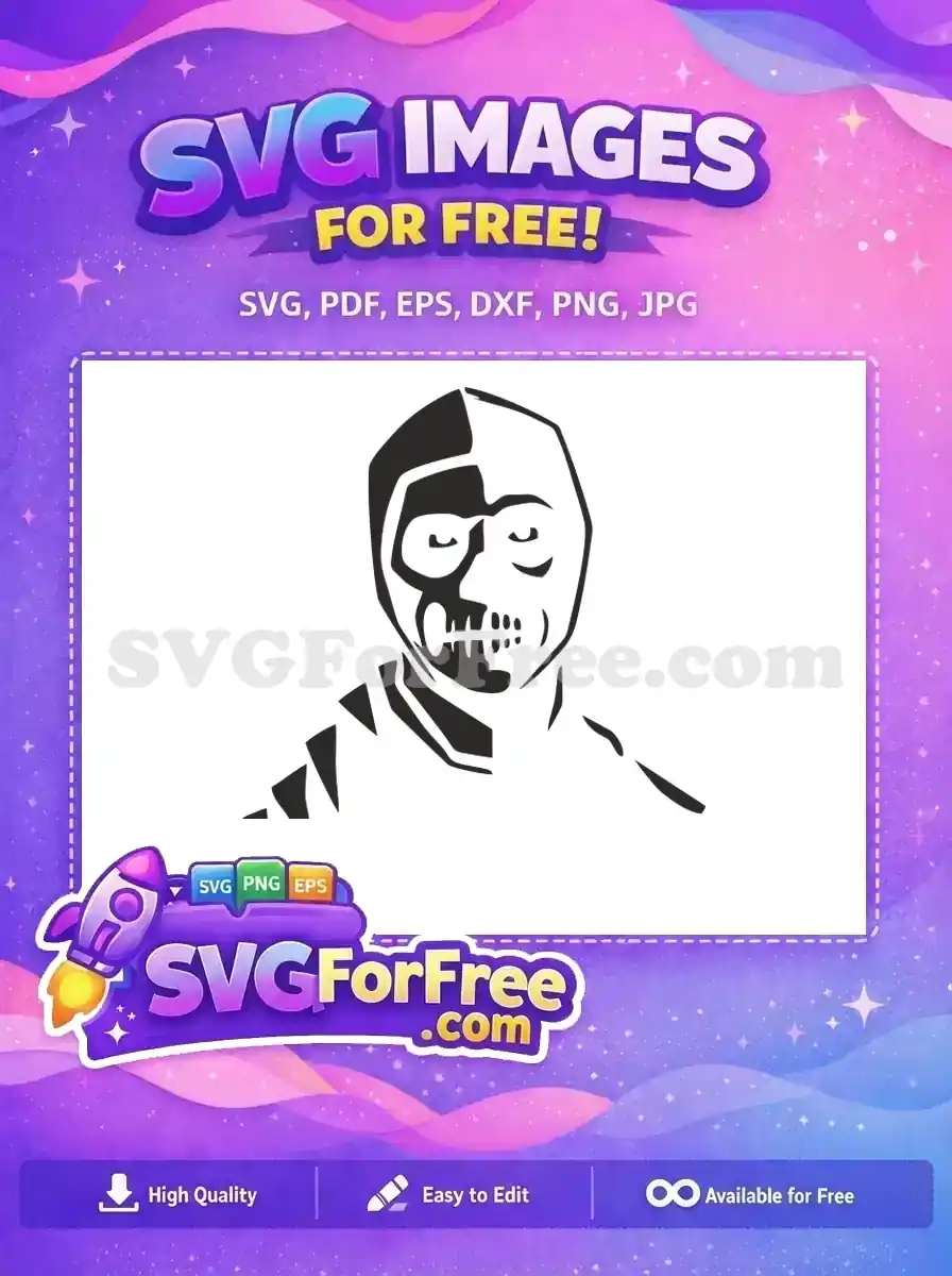 Free Black White Skull Trooper Free Creepy Half Face Fortnite Free SVG