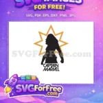 Free Powerful Black Silhouette Free Orange Starburst Captain Marvel Free SVG - Instant Download