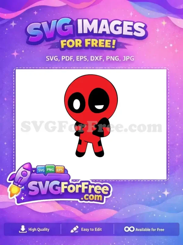 Free Winking Red Free Chibi Character Deadpool Free SVG
