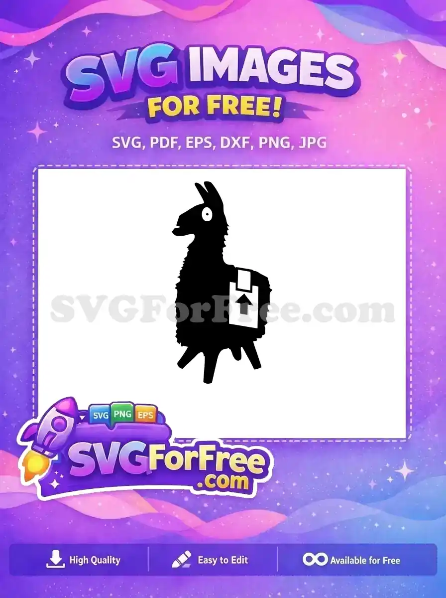 Free Black Llama Wide Eye Free White Loot Box Fortnite Free SVG
