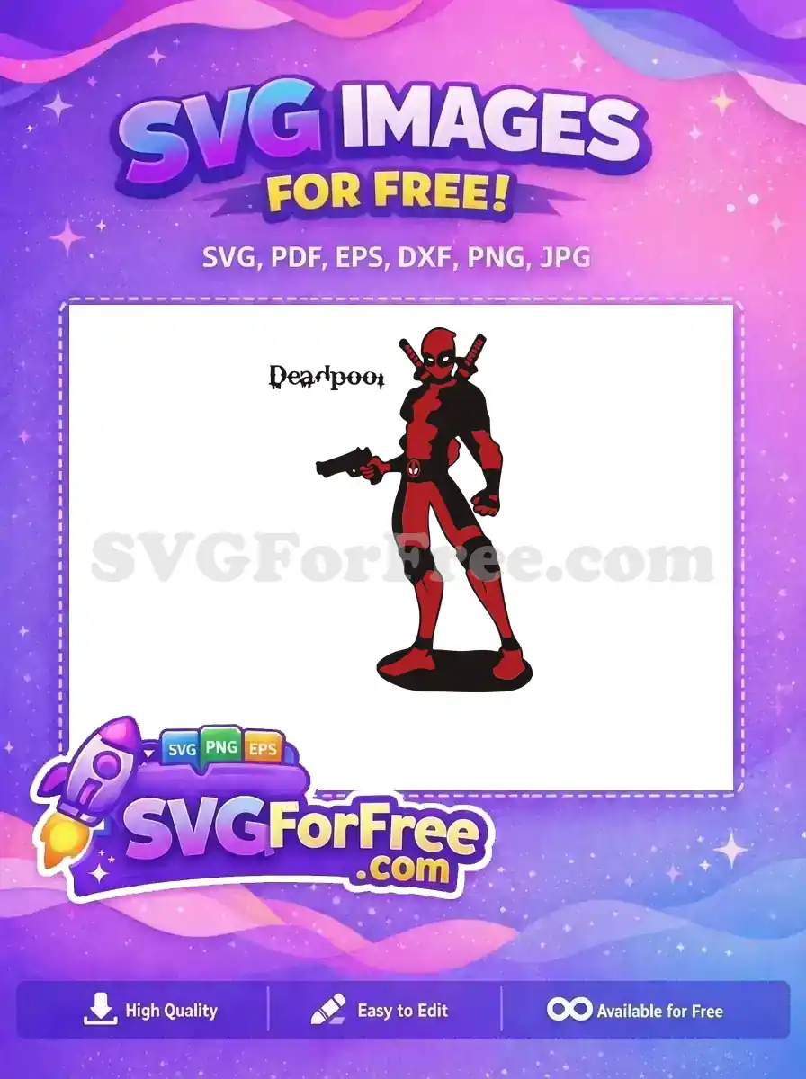 Free Masked Antihero Free Dual Katanas Gun Deadpool Marvel Free SVG