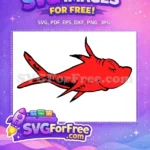 Free Red Fish Eyes Closed Free One Fish Two Fish Free SVG - Instant Download