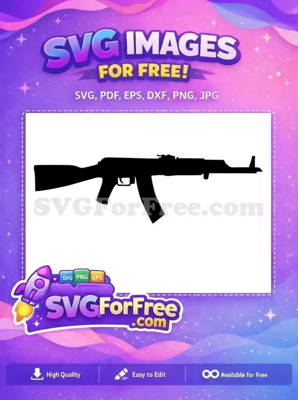 Free Black AK 74 Rifle Free Kalashnikov Silhouette Free SVG
