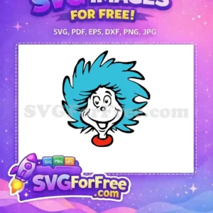Free Blue Hair Free Smiling Thing One Dr Seuss Free SVG Free Blue Hair Free Smiling Thing One Dr Seuss Free SVG
