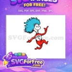 Free Blue Hair Free Red Suit Thing 1 Free SVG - Instant Download