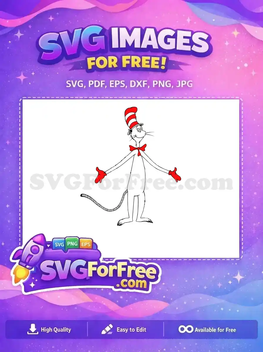 Free Red Bowtie Free Striped Hat Dr Seuss Free SVG 2