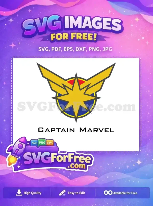 Free Yellow Star Free Red Circle Captain Marvel Free SVG