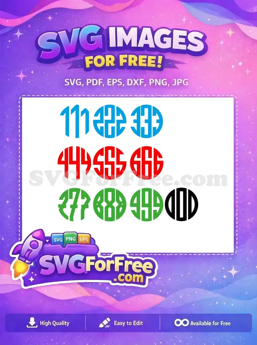 Free Monogram Initial Free Number Set Series Free SVG
