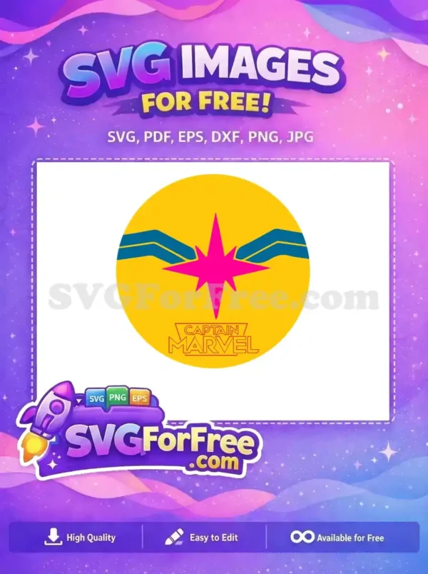 Free Pink Star Free Blue Wings Captain Marvel Free SVG 1