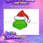 Free Green Grinch Face Free Santa Hat How The Grinch Stole Christmas Free SVG - Instant Download