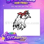Free Chicken Red Polkadot Bandana Free Farm Animal Silhouette Free SVG - Instant Download