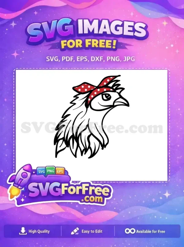 Free Chicken Red Polkadot Bandana Free Farm Animal Silhouette Free SVG