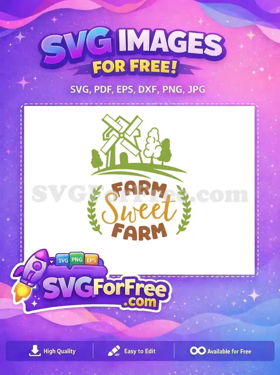 Free Green Windmill Free Trees Farm Sweet Farm Free SVG