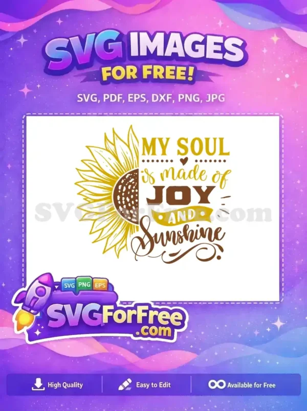 Free Golden Sunflower Free Joy Sunshine Quote Farm Free SVG