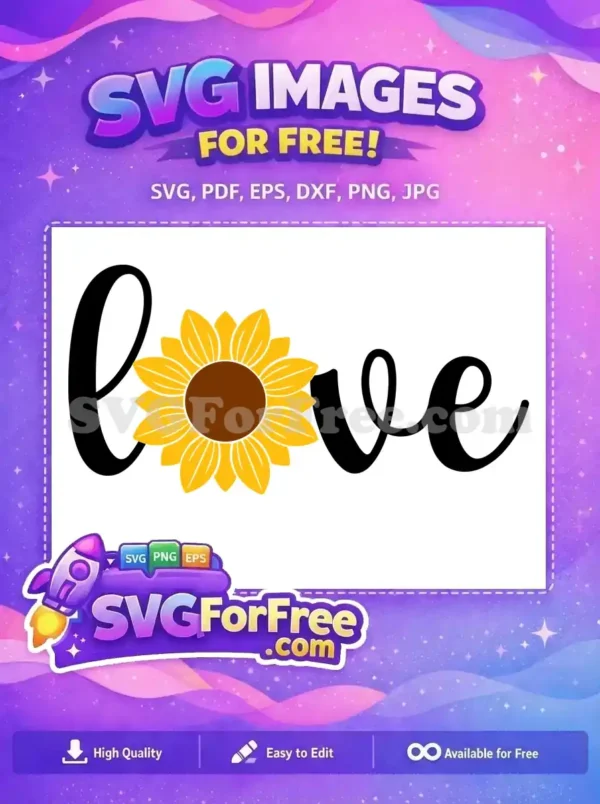 Free Black Love Script Free Yellow Sunflower Farm Free SVG