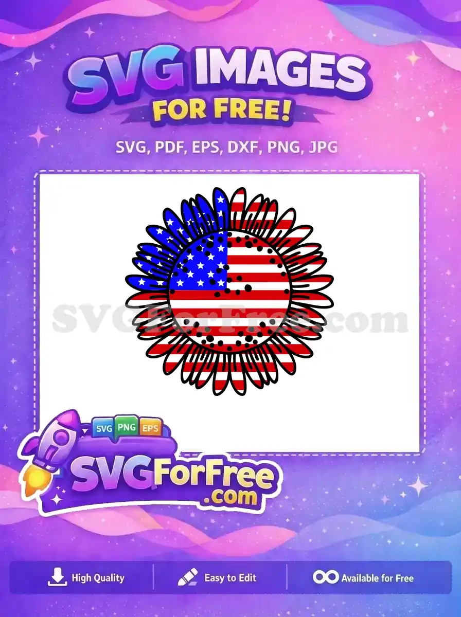 Free Patriotic Sunflower Free USA Flag Farm Free SVG
