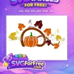 Free Orange Pumpkin Vine Free Autumn Leaves Farm Free SVG - Instant Download